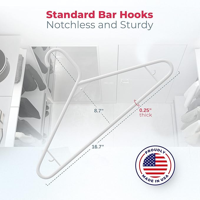 Neaties Plastic Hangers 15 Pack – Made in The USA – 6lb Capacity Standard Clothes Hangers with Strap Hooks for Dresses, Lingerie, Shirts, Pants, and Jackets – Blue