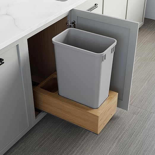Dowell Single 50Qt Undermount Trash Pull-Out Waste Container with Full Extension Soft-Close Slides, Bottom Mounted, Face Frame/Frameless Min. Cabinet Opening: 12-1/2 Inch Wide-4008 0115 50
