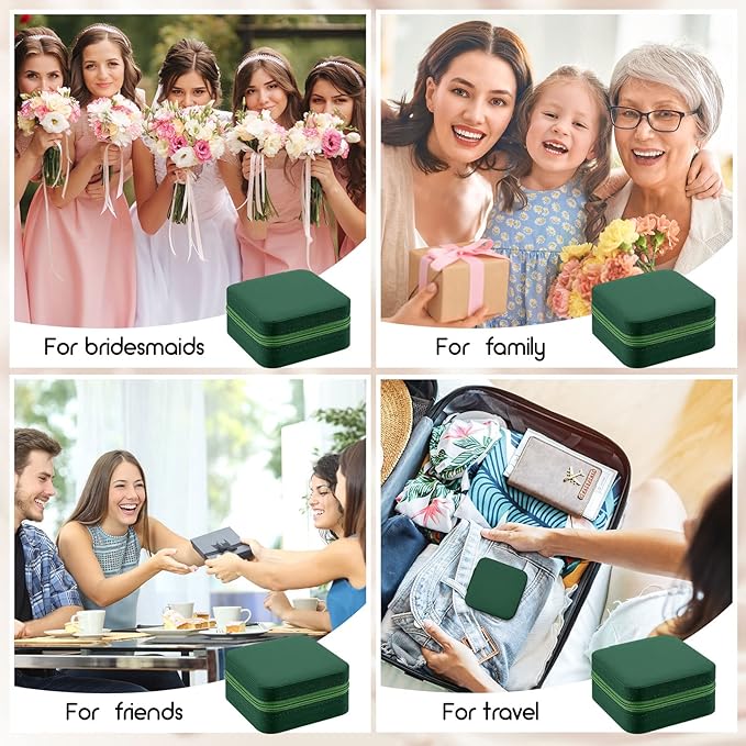 Taiyin Travel Jewelry Case, Bridesmaid Gifts Mini Jewelry Organizer, PU Leather Portable Earring Box for Women Girls