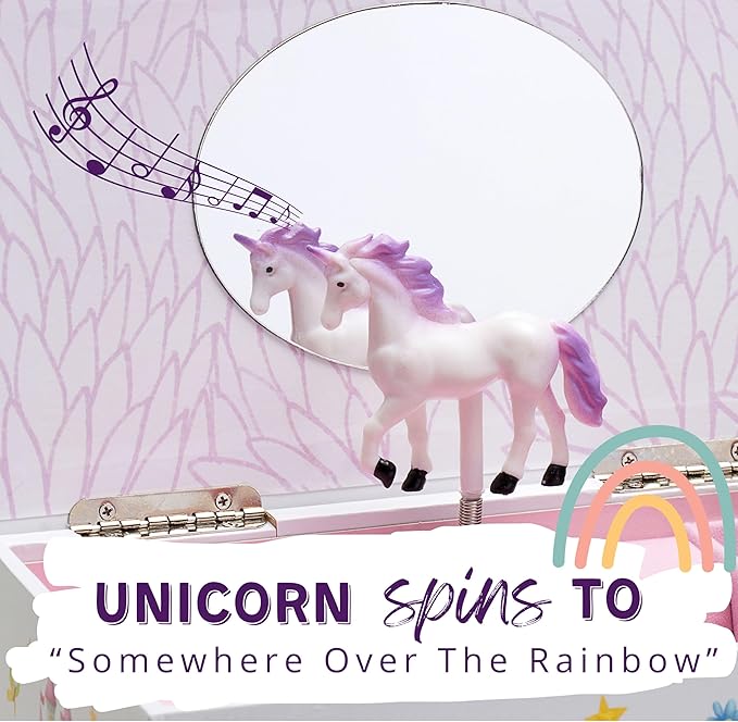 ABI + OLIE Kids Musical Jewelry Box for Girls 8-12 - Music Box for Girls - Princess Castle Unicorn Theme
