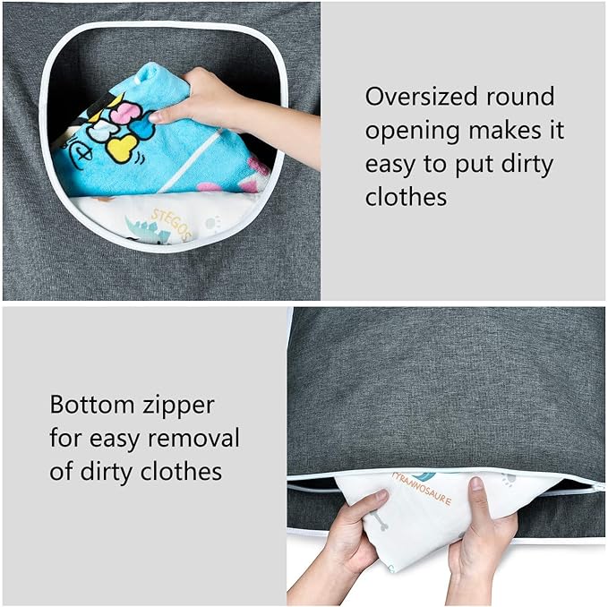 XL Hanging Laundry Hamper, Over the Door Laundry Hamper and Baskets, Wide Opening Hanging Laundry Bag, Hanging Hamper for Bathroom,Dorm,Laundry Room,Camper,Chrismast Gift(Grey-2Pack)