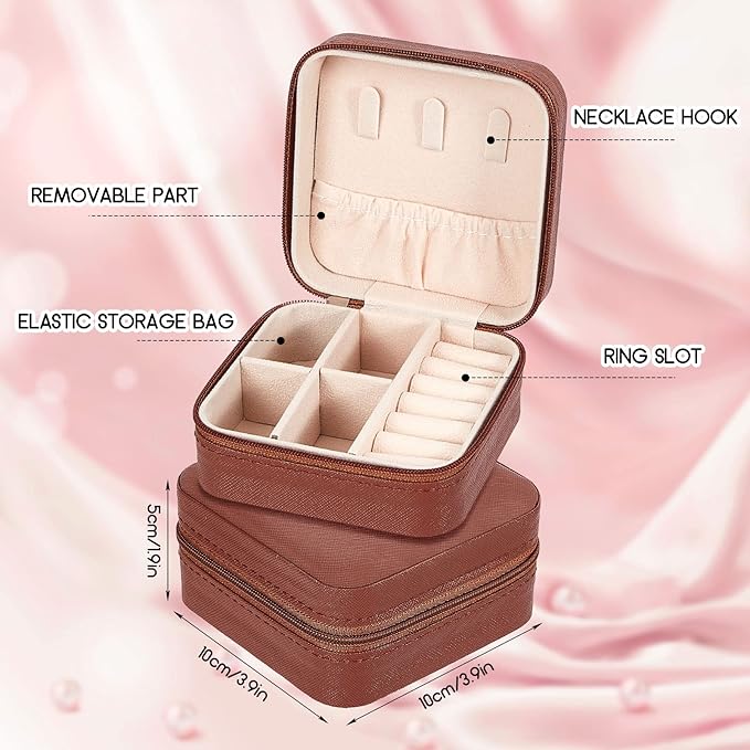 Taiyin Travel Jewelry Case, Bridesmaid Gifts Mini Jewelry Organizer, PU Leather Portable Earring Box for Women Girls