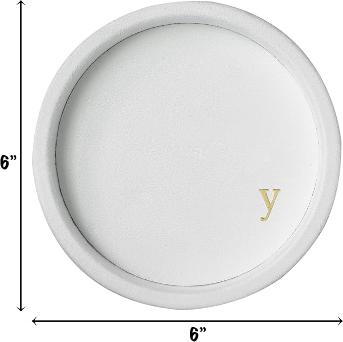COLLECTIVE HOME - Velvet Jewelry Tray, 6" Monogrammed Jewelry Dish, Smooth Velour Display Dish for Rings, Earrings, Necklaces, Makeup, Personalized Gifts for Women (White-y)