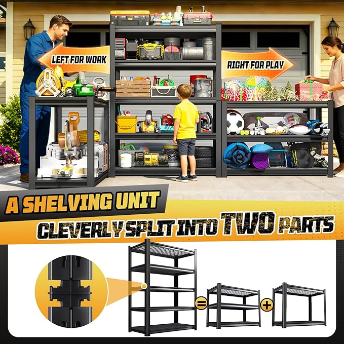 Garage Storage Shelves 5-Tier,Garage Storage System Shelves Adjustable,Storage Shelving for Basement,Pantry,Kitchen,Warehouse (1, 72" H x35 W x 16" D)