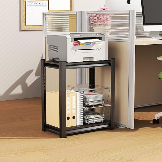 PRESTELION 2-Tier Storage Shelves Metal Shelving Unit Storage Rack (13.8" D x 19.7" W x 22" H),Black