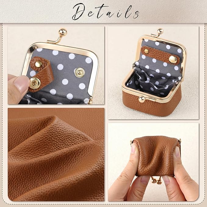 Zivyes Mini Jewelry Box Travel Small Coin Purse Organizer Case Genuine Leather Tiny Size (Caramel)