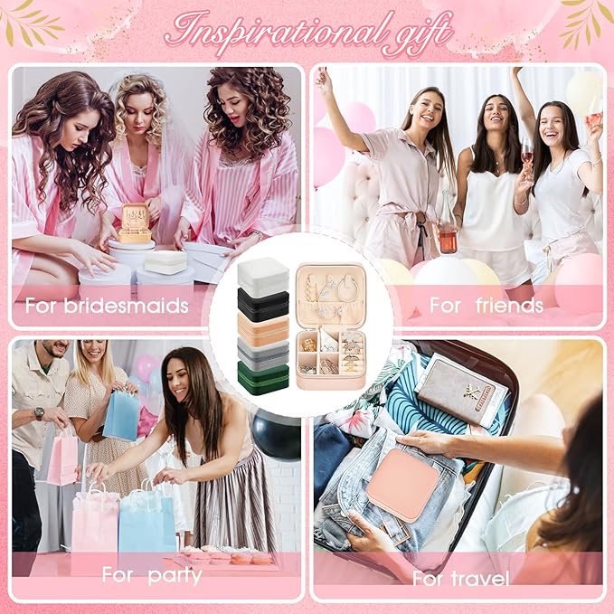 Taiyin Travel Jewelry Case, Bridesmaid Gifts Mini Jewelry Organizer, PU Leather Portable Earring Box for Women Girls