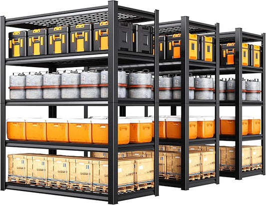 Set of 3 Garage Shelving Heavy Duty Storage Shelves, Adjustable Metal Shelving Unit, Utility Garage Organizer Shelf for Basement, Pantry, Warehouse, Supermarket, 45.6" W x 19.7" D x 78" H