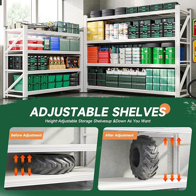 Letaya 3000LBS Storage Shelves Heavy Duty,70" H Garage Shelving Units, 4 Tier Adjustable Utility Rack Shelf,Large Metal Industrial Shelves,for Shop,Warehouse,Basement (48" W x 24" D x 70" H)