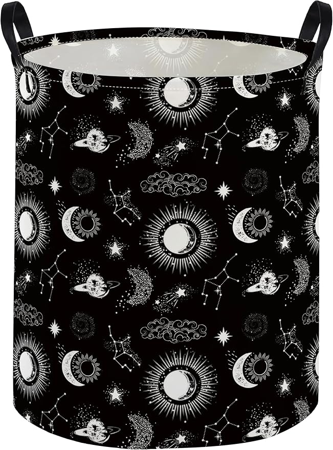 Kids Laundry Basket Star Hamper for Nursery Hamper Cute Kids Storage Bin Room Decor for Home(Black)
