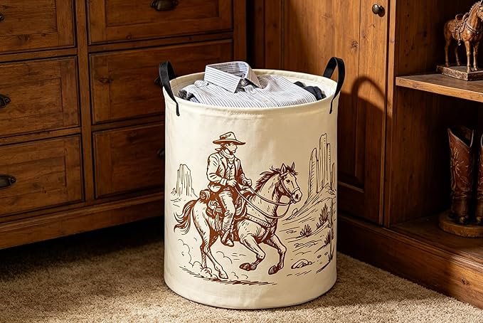 Kids Laundry Basket Cow Boy Hamper for Nursery Boys Hamper Cute Kids Storage Bin Organizer Room Decor for Home(Cow boy)