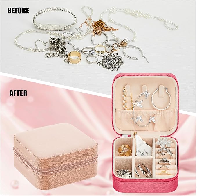 Taiyin Travel Jewelry Case, Bridesmaid Gifts Mini Jewelry Organizer, PU Leather Portable Earring Box for Women Girls