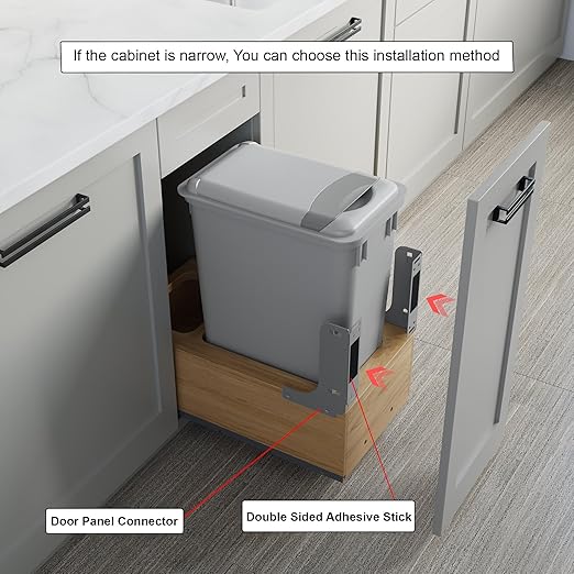 Dowell Single 35Qt Undermount Trash Pull-Out Waste Container with Full Extension Soft-Close Slides, Bottom Mounted, Face Frame/Frameless Min. Cabinet Opening: 12-1/2 Inch Wide-4008 0115 35
