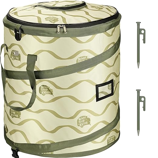 Pop-Up Trash Bin with Removable Divider, Heavy Duty Bottom, Collapsible Storage for Camping, Laundry, Storage and Garden, Waterproof and Tear Resistance Material with Air Vent, Green