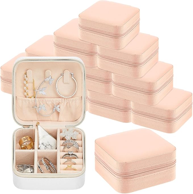 Taiyin Travel Jewelry Case, Bridesmaid Gifts Mini Jewelry Organizer, PU Leather Portable Earring Box for Women Girls