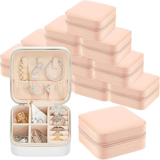 Taiyin Travel Jewelry Case, Bridesmaid Gifts Mini Jewelry Organizer, PU Leather Portable Earring Box for Women Girls