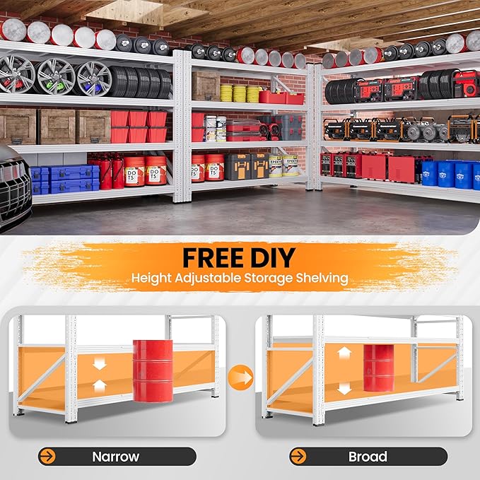 48" W Metal Storage Shelves Heavy Duty, 3000LBS Garage Shelving Units, 4 Tier Tall Metal Shelving, 24" Deep Steel Shelf Rack , Adjustable Utility Standing Shelf for Warehouse/Shop 48"W x 24"D x 70"H