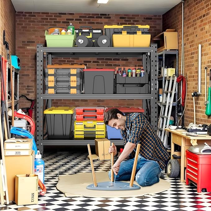 3-Tier Garage Shelving, 63''H*67''W*20''D Metal Storage Shelf,5000 lbs Heavy Duty Unit Shelves, Upgraded Reinforced Double-Layer Columns for Basement Kitchen Pantry Large Warehouse Rack