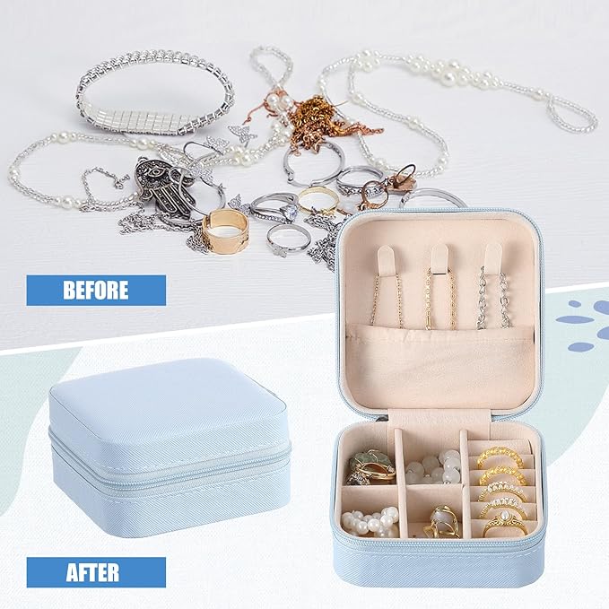 Taiyin Travel Jewelry Case, Bridesmaid Gifts Mini Jewelry Organizer, PU Leather Portable Earring Box for Women Girls
