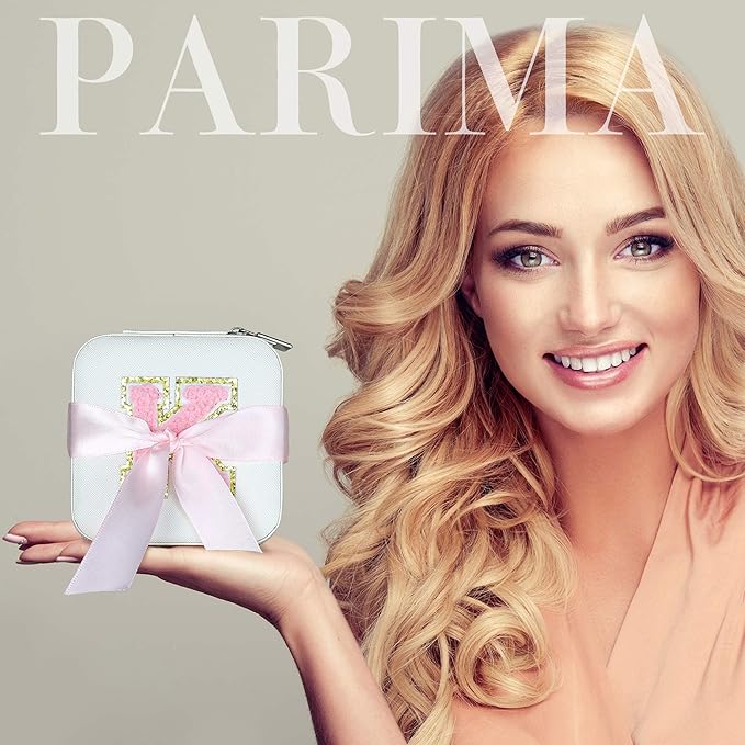 Parima Jewelry Box for Aunt Gift from Niece Nephew, Birthday Gifts for Aunt Auntie - Unique Gift Travel Jewelry Case, Auntie Ever Gifts for Birthday Wedding - Letter F, White
