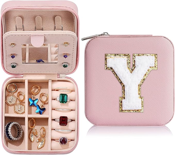 Parima Teacher Appreciation Gifts - Women's Travel Jewelry Case | Travel Essentials Small Jewelry Box - Letter Z, Pink