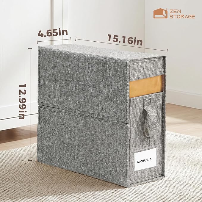 4Pack Sheet Organizers for Linen Closet - King/Queen Size Bedding Storage Boxes with Clear Window, Foldable & Dustproof Linen Organizer for Blankets & Sheet Sets,Grey