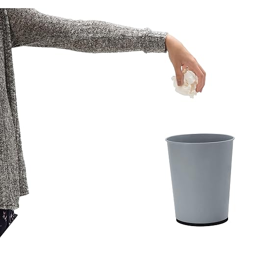 Bath Bliss 5 Liter Small Wastebasket | 2 Pack | Round Open Top | Trash Can | Bathroom | Bedroom | Kitchen | Office | Dorm | Disposal Waste Bin | Garbage | Grey
