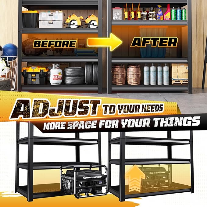 Garage Storage Shelves 5-Tier,Garage Storage System Shelves Adjustable,Storage Shelving for Basement,Pantry,Kitchen,Warehouse (1, 72" H x 35.55" W x 16" D)