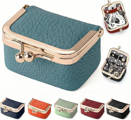 Zivyes Mini Jewelry Box Travel Small Coin Purse Organizer Case Genuine Leather Tiny Size (sky blue)