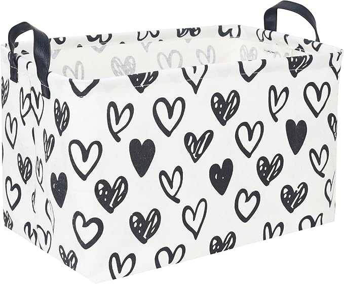 Rectangular Kids Basket,Heart Basket,Cute Storage Bin Toy Organizer Box Love Room Decor for Home(Line heart )