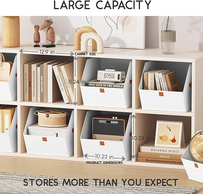 Homsorout Fabric Closet Storage Cubes - 6 Pack Square Storage Bins with Dual Handles for Clothes, Towels, Toys, Cube Storage Organizers for Bedroom, Nursery, Shelves, Closet, Small Spaces, White