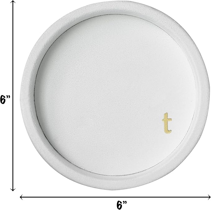 COLLECTIVE HOME - Velvet Jewelry Tray, 6" Monogrammed Jewelry Dish, Smooth Velour Display Dish for Rings, Earrings, Necklaces, Makeup, Personalized Gifts for Women (White-t)
