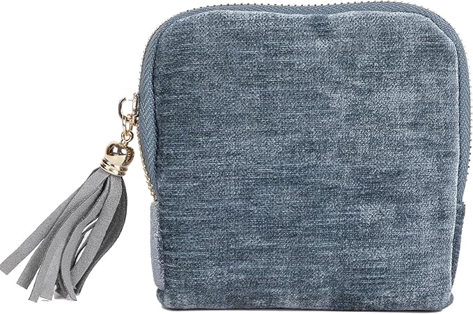 ASINGYER Travel Jewelry Storage Bag for Women, Velvet Portable Jewelry Organizer with Tassel Zipper, Small Pouches for Bracelets Necklaces Rings Earrings, Wedding Gift for Women (Blue)