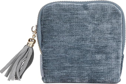 ASINGYER Travel Jewelry Storage Bag for Women, Velvet Portable Jewelry Organizer with Tassel Zipper, Small Pouches for Bracelets Necklaces Rings Earrings, Wedding Gift for Women (Blue)