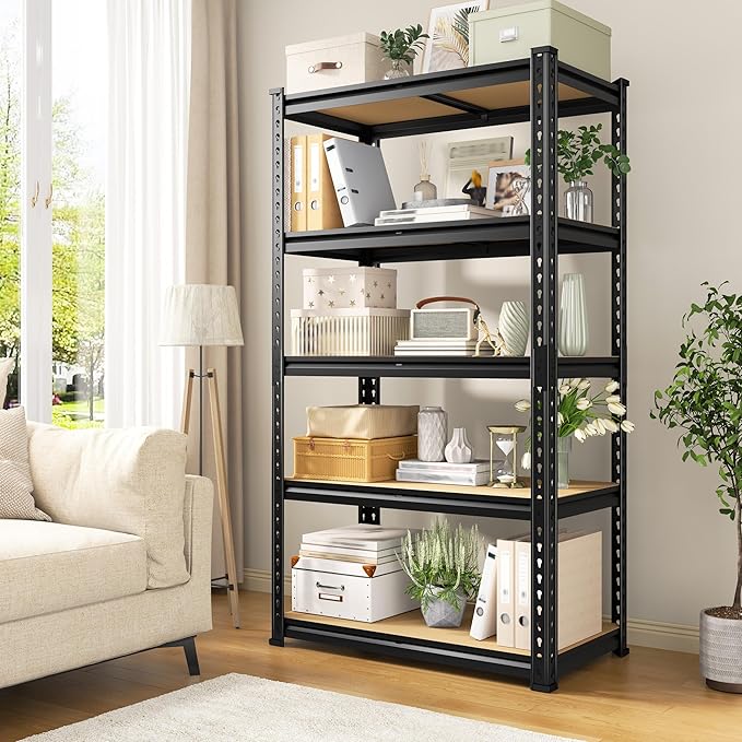 REIBII Set of 2 Storage Shelves 5 Tier Garage Shelving Heavy Duty Metal Shelving 2000LBS Garage Shelves Adjustable Metal Shelf for Kitchen Warehouse Pantry Commercial Use 27.6" Wx11.8 Dx60 H