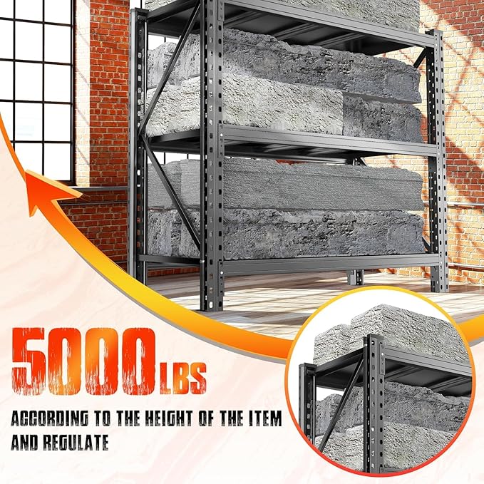 3-Tier Garage Shelving, 63''H*67''W*20''D Metal Storage Shelf,5000 lbs Heavy Duty Unit Shelves, Upgraded Reinforced Double-Layer Columns for Basement Kitchen Pantry Large Warehouse Rack