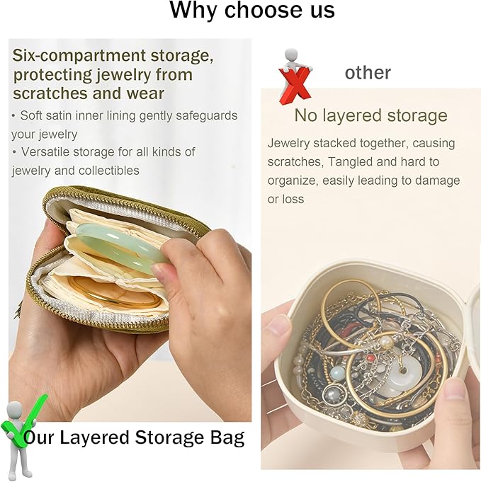 Small Travel Jewelry Organizer Bag Soft Lined Zipper Storage Bag with Tassel Portable Small Jewelry Travel Case for Rings Earrings Necklaces Bracelets, Anti-Scratch Jewelry Holder Pouch for Women Girl