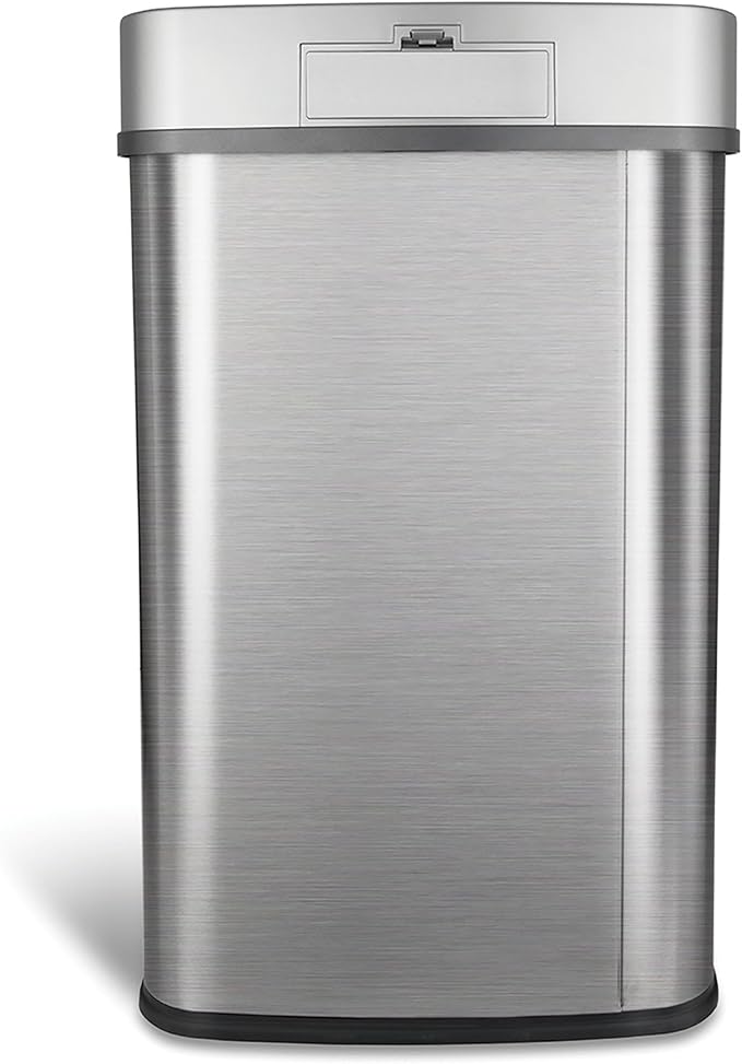 Ninestars DZT-50-28BR Automatic Touchless Motion Sensor Rectangular Trash Can, Black Top, 13 Gal. 49 L., Brush