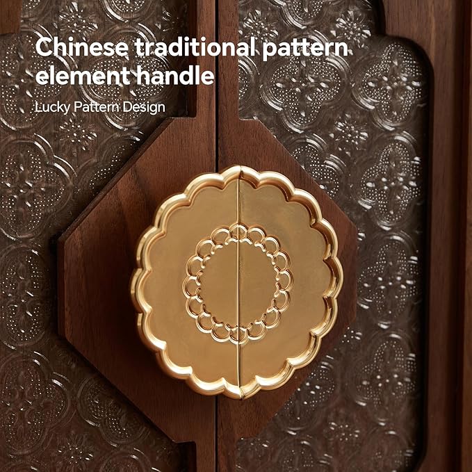 Black Walnut Wood Wooden Jewelry Box for Women, Large Velvet Lined Jewelry Organizer with 5 Drawers & Brass Feet, Earring Jewelry Box Organizer, Traditional Chinese Pattern Handles