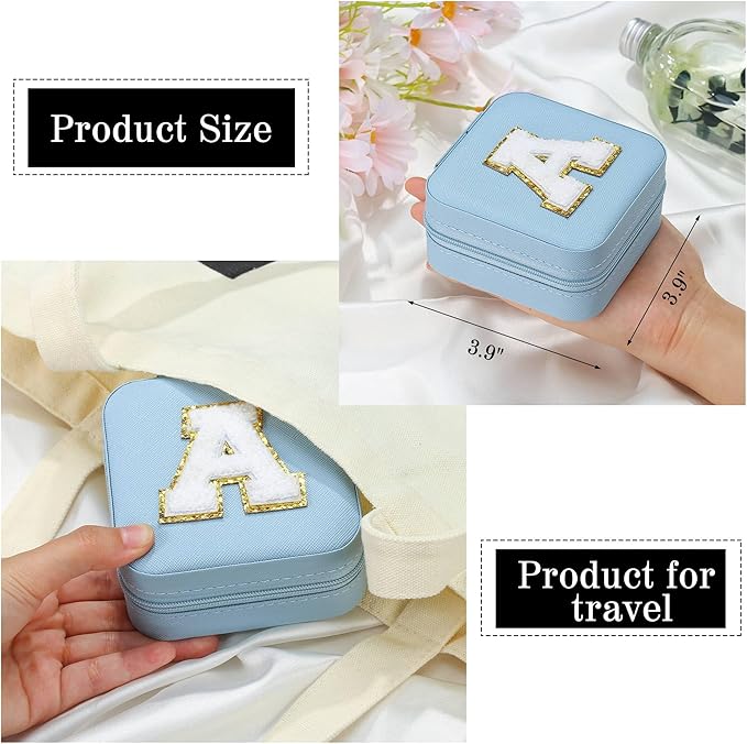 Parima Christmas Gifts List 2025 Ideas - Personalized Initial Travel Jewelry Case, 4 5 6 7 8 9 10 11 12 Year Old Girl Birthday Gifts Christmas Gifts for Daughter Granddaughter - Letter G, Sky Blue