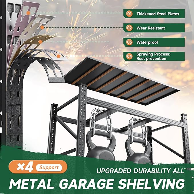Letaya 6000LBS Storage Shelves Heavy Duty,79" W Garage Shelving Units, 4 Tier Adjustable Utility Rack Shelf,Large Metal Industrial Shelves,for Shop,Warehouse,Basement,Black (79" W x 24" D x 79" H)