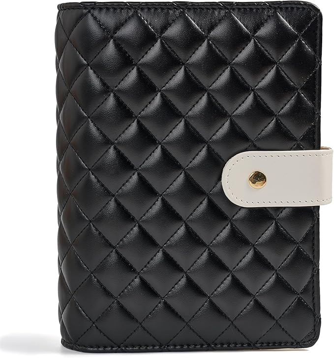 Travel Jewelry Ponch Storage Book Binder - Jewelry Binder Organizer Boxes PU Leather Case with Zipper Velvet Pouches for Rings & Necklaces - Black