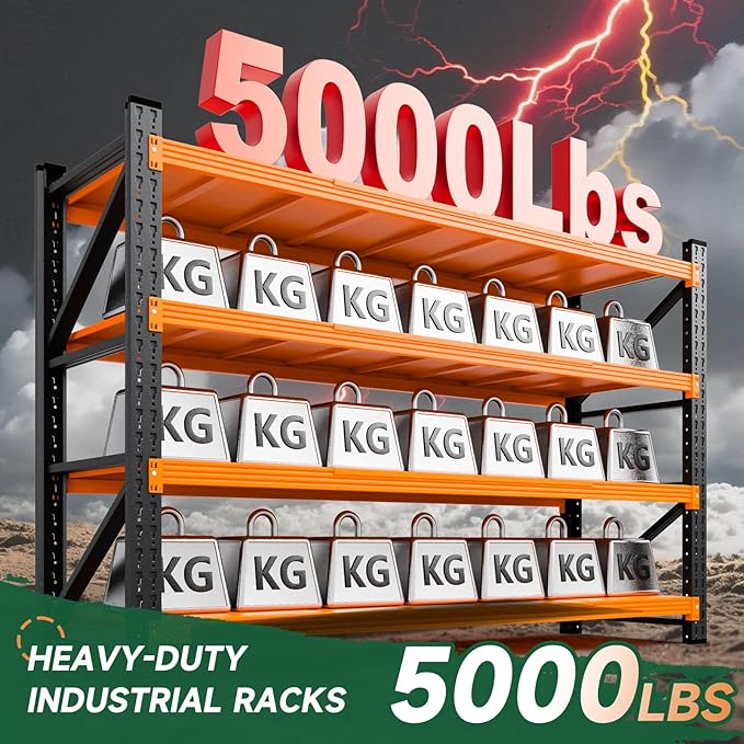 Letaya 71.3" W Metal Storage Shelves,5000LBS Heavy Duty Garage Shelving Units, 4 Tier Adjustable Utility Rack Shelf,Large Industrial Shelves,for Shop,Warehouse,Basement (71.3" W x 24" D x 70" H)