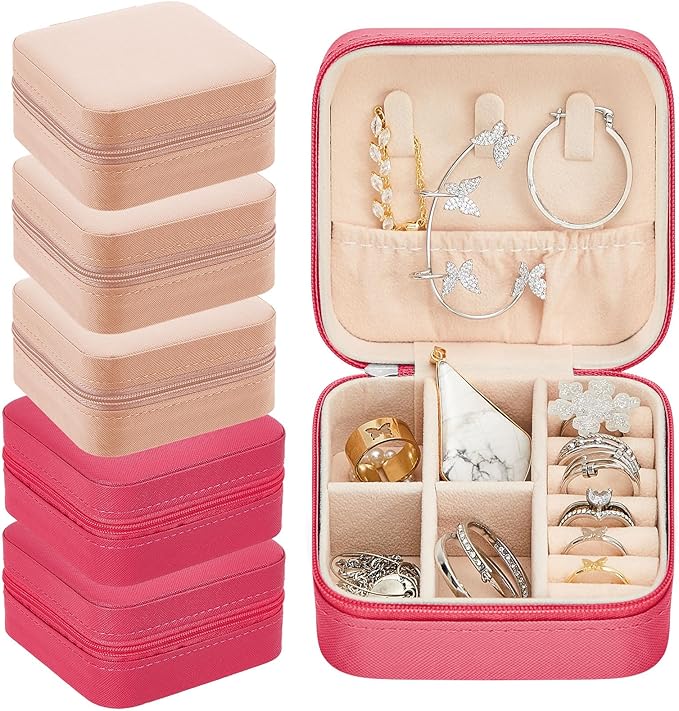 Taiyin Travel Jewelry Case, Bridesmaid Gifts Mini Jewelry Organizer, PU Leather Portable Earring Box for Women Girls