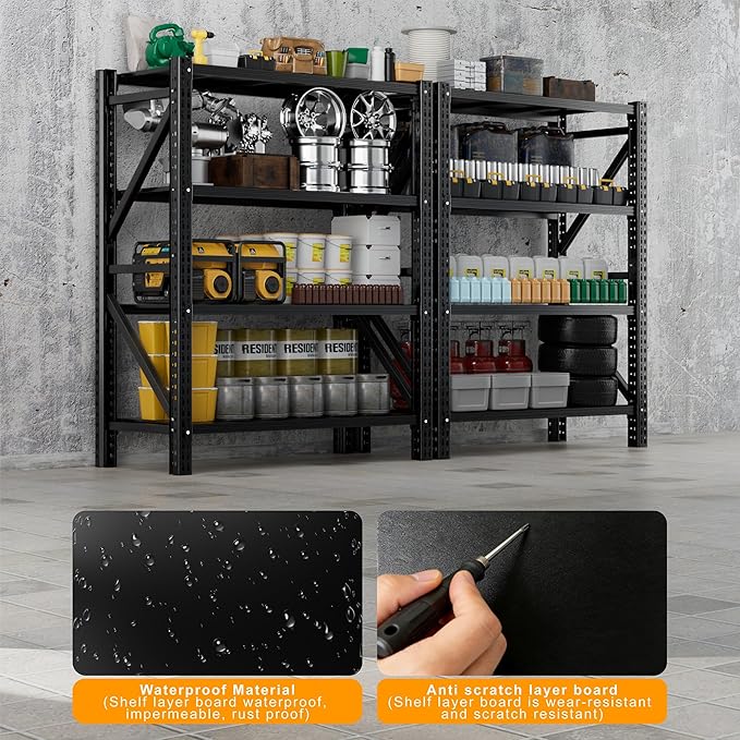 Heavy Duty Garage Shelving, 46" W x 20" D x 71" H, 3500 LBS Capacity, 4-Tier Adjustable Metal Storage Shelves, Reinforced Steel Storage Rack for Garage, Basement, Utility Room