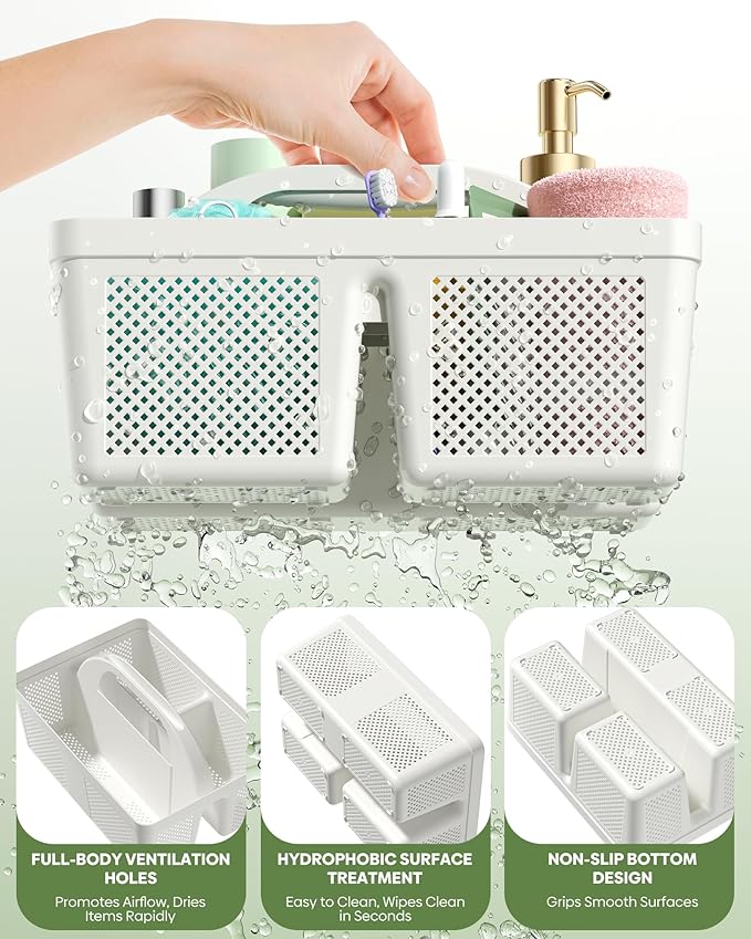4 PCS Large Portable Shower Caddy with Handle, Plastic Cleaning Caddy, Shower Basket for Bathroom, College, Dorm Room Essentials, Multi-scenario Organizer Storage Tote