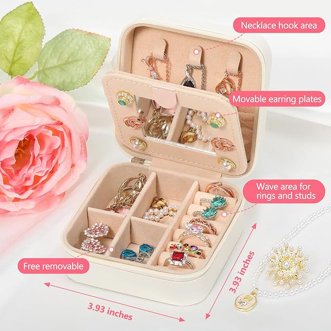 CHMI White Jewelry Box, Travel Jewelry Organizer, Women Girls Gifts - Initial Y