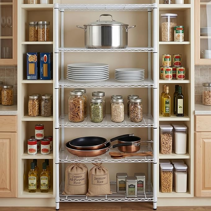 Honey-Can-Do 5-Tier Heavy Duty Adjustable Shelving Unit, 200-lb Per Shelf Metal Storage Rack, White Wire Shelf for Laundry Room Kitchen Craft Room, 36 x 14 x 72 in