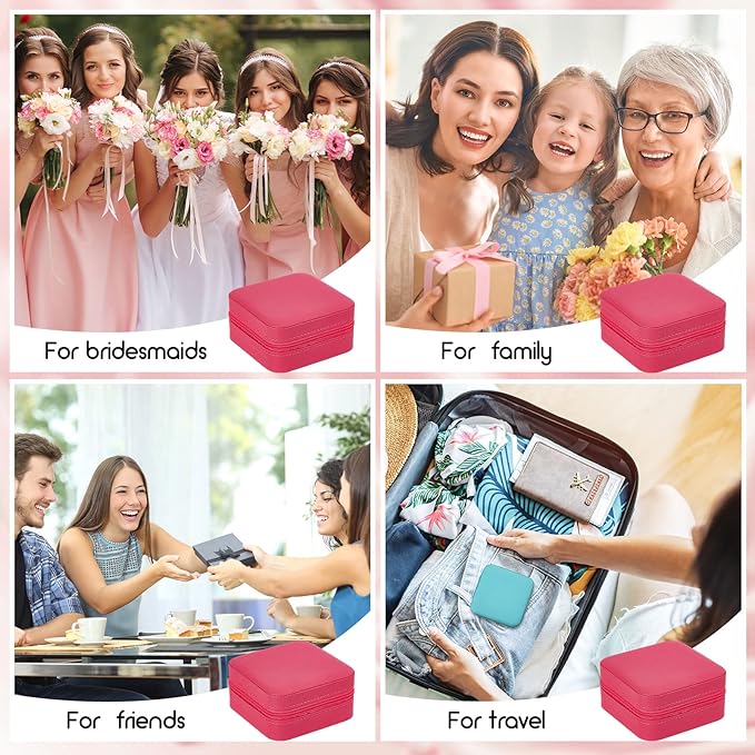 Taiyin Travel Jewelry Case, Bridesmaid Gifts Mini Jewelry Organizer, PU Leather Portable Earring Box for Women Girls