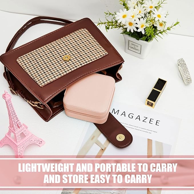 Taiyin Travel Jewelry Case, Bridesmaid Gifts Mini Jewelry Organizer, PU Leather Portable Earring Box for Women Girls